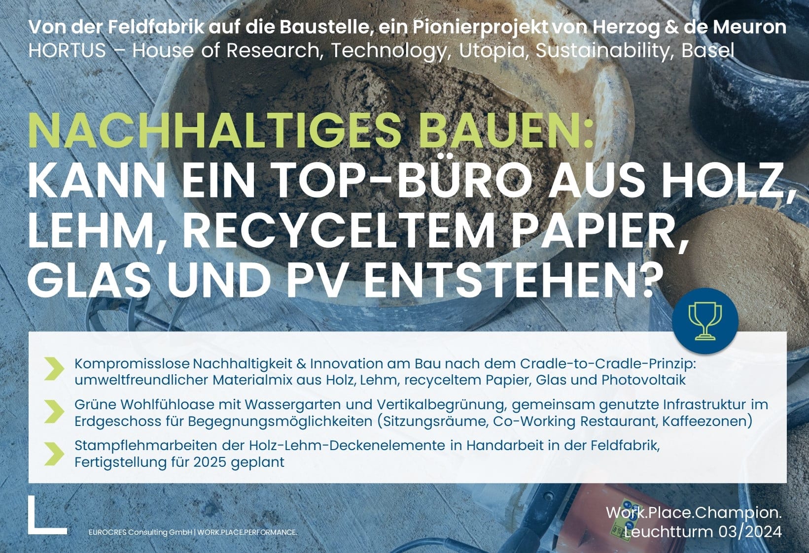 Kann ein Top-Büro aus Holz, Lehm, recyceltem Papier, Glas und PV entstehen?